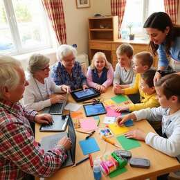 Residents working on a creative project
