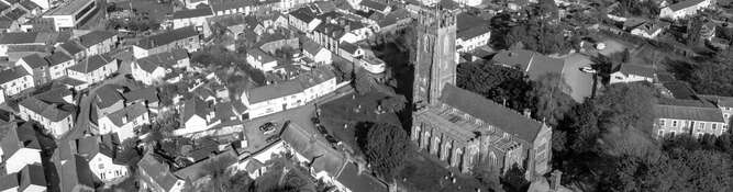 Scenic view of Cullompton town rooftops to provide local context for our community IT services